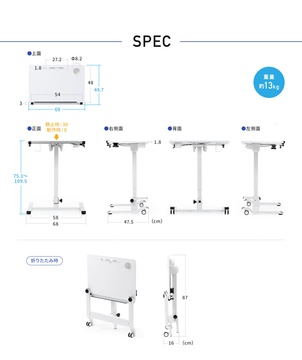 SPEC 重量約13kg