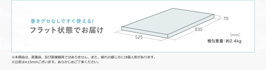 巻きグセなしですぐ使える フラットな状態でお届け 梱包重量約2.4kg