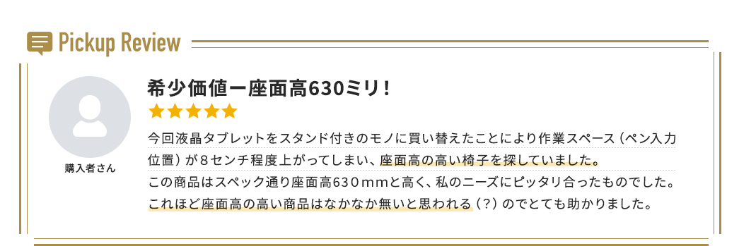 Pickup Review 希少価値ー座面高590ミリ!
