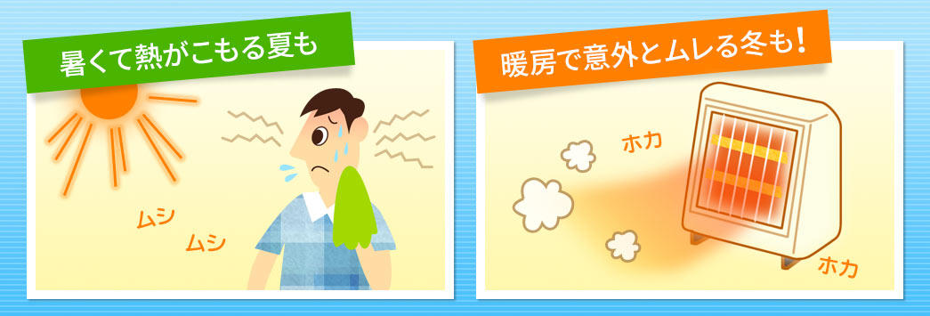 厚くて熱がこもる夏 暖房で意外とムレる冬も