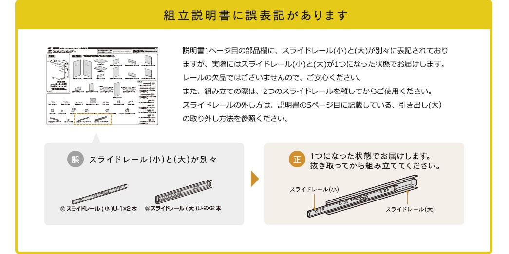 組立説明書に誤表記があります