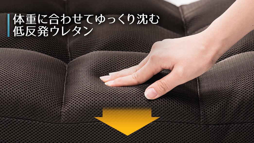 体重に合わせてゆっくり沈む低反発ウレタン