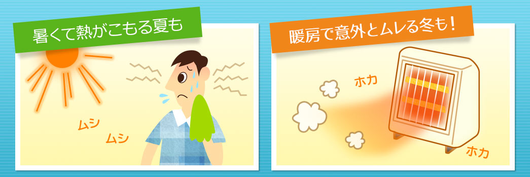 厚くて熱がこもる夏 暖房で意外とムレる冬も