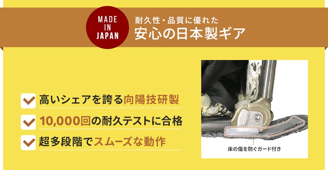 MADE IN JAPAN 耐久性・品質に優れた安心の日本製ギア