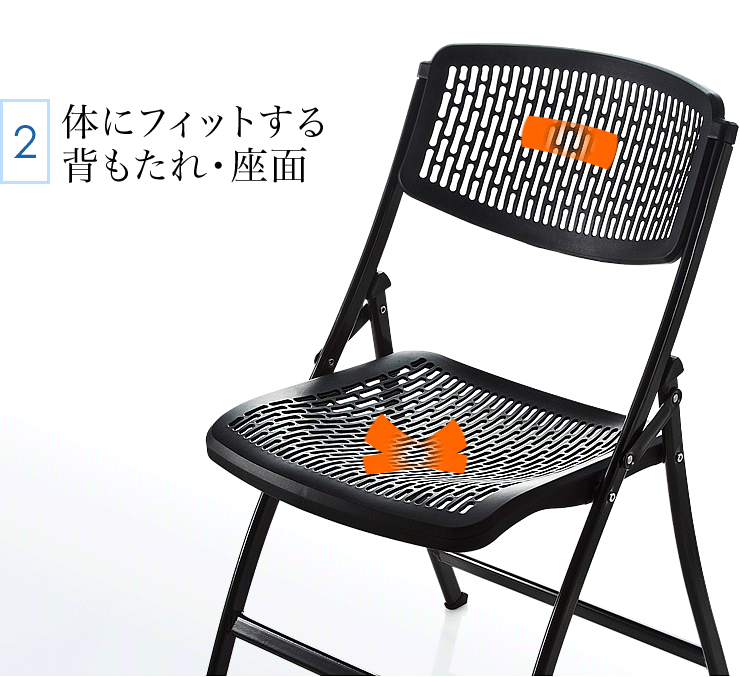 体にフィットする背もたれ・座面