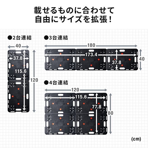 平台車 連結 4輪自在 スタッキング可能 滑り止め付 耐荷重150kg YK-CT001 【パソコンデスク通販のデスク市場】