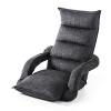 座椅子(42段階リクライニング・マイクロファイバー・リクライニング連動肘掛け・日本製ギア・頭部14段階調整・ブラック)