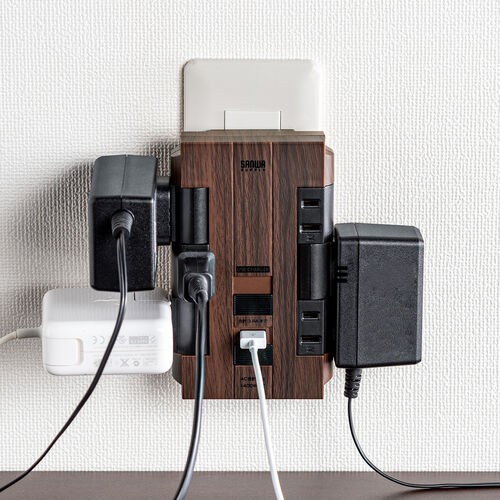 電源タップ 6個口 回転式 2P USB2ポート付 iPhone/iPad/スマホ