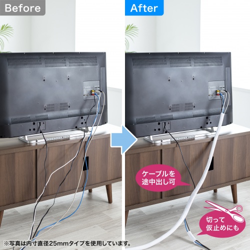 ケーブルカバー ケーブルスリーブ 編組スリーブ 白 2m 内径13mm