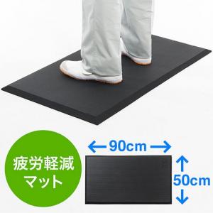 ◆廃止特価（在庫限り）◆ 疲労軽減マット(腰痛対策・滑り止め機能・立ち仕事対策・耐水・耐油・耐菌性・幅90cm・ブラック)