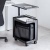 昇降式デスクキャビネット オープンキャビネット デスクワゴン ポータブル電源収納台 プロジェクター台 サイドデスク デスク下収納 ソファーサイドテーブル キャスター付 ブラック