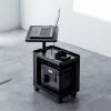 昇降式デスクキャビネット オープンキャビネット デスクワゴン ポータブル電源収納台 プロジェクター台 サイドデスク デスク下収納 ソファーサイドテーブル キャスター付 ブラック