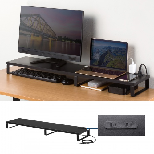 机上ラック 机上ラック・モニター台（横幅100cm・奥行24cm・高さ8.5cm・電源