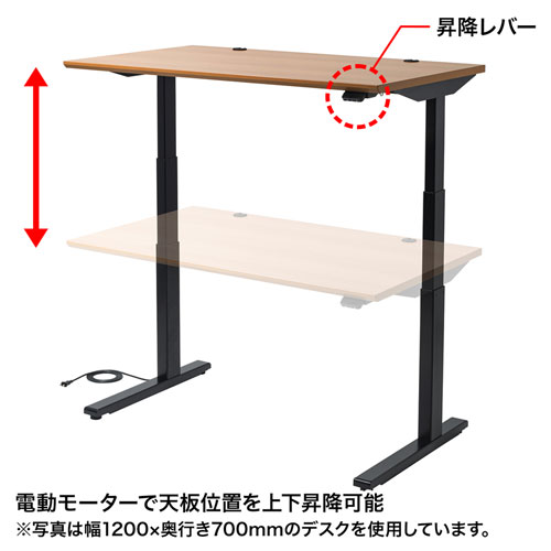 電動上下昇降デスク(W1000×D700mm・薄い木目/オーク) YK-ERDM10070BKLM