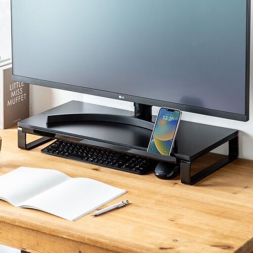 デスクシェルフ　モニター台 ☆新商品☆ 「OAKYWOOD デスクシェルフ デュアルモニター