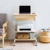 【アウトレット】パソコンラック(パソコンデスク・リビング・テレワークラック・幅55cm・引き出し付き・棚可変・ゴムキャスター・木目調