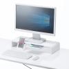 【アウトレット】机上ラック(3段階横幅可変・スマホスタンド/引き出し付き・ホワイト)