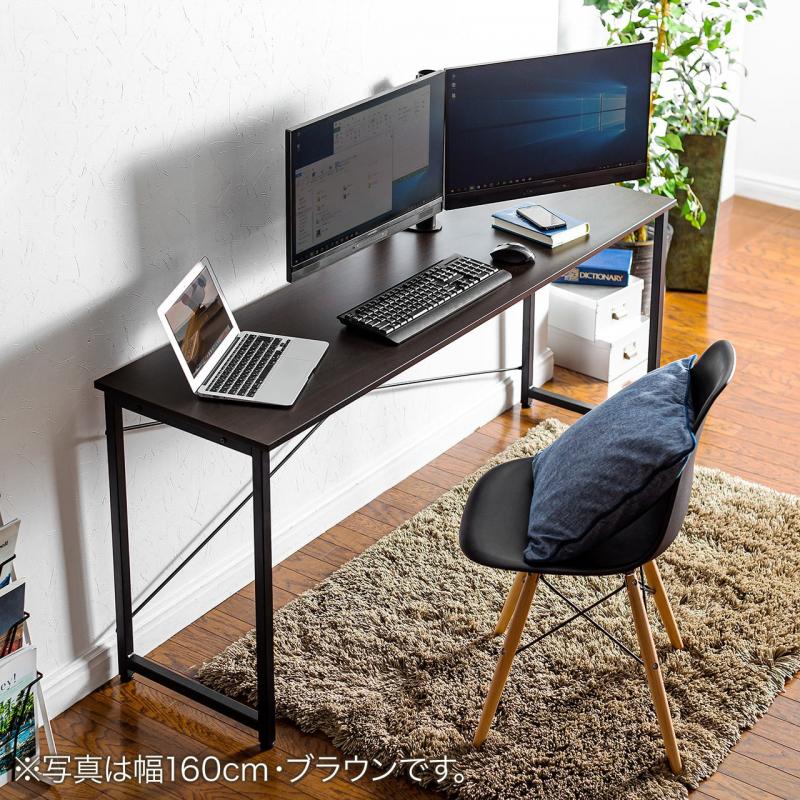 シンプルデスク(パソコンデスク・平机・幅120cm・奥行45cm・ブラウン) YK-DESKF017BR 【パソコンデスク通販のデスク市場】