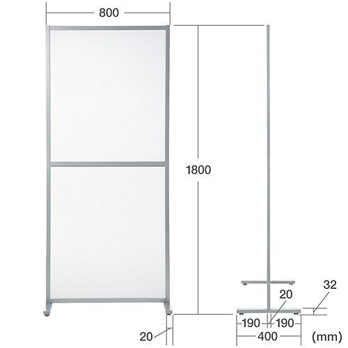 幅80×高さ180]シンプルパーティション(自立式・半透明) YK-SPT013 【パソコンデスク通販のデスク市場】