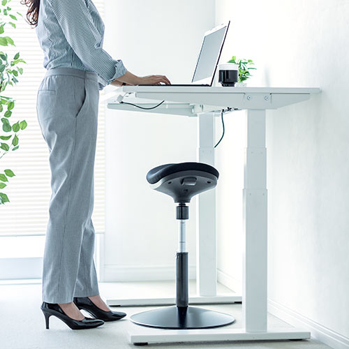 昇降式　スタンディング対応スツール　ブラック×ブラック スツール(スタンディング・上下昇降デスク対応・座面