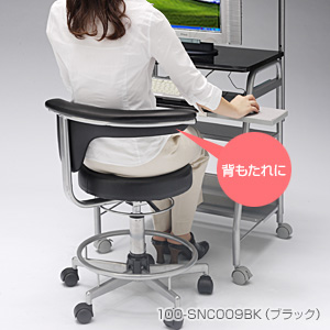 カウンターチェア・イス(ブラック) 100-SNC019BK 【パソコンデスク通販