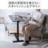 ソファサイドテーブル サイドテーブル ガス圧昇降テーブル 低床化キャスター 幅80cm 奥行40cm 昇降幅33cm ブラック