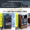 ゲーム機収納ラック ガラス扉 UVカット 可動棚×3枚 キャスター付き サイドワゴン 幅46.2×奥行き37×高さ90cm PS5/4 Switch 2 木目×ブラック