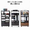 ゲーム機収納ラック ガラス扉 UVカット 可動棚×3枚 キャスター付き サイドワゴン 幅46.2×奥行き37×高さ90cm PS5/4 Switch 2 木目×ブラック