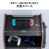 ゲーム機収納ラック ガラス扉 UVカット 可動棚×3枚 キャスター付き サイドワゴン 幅46.2×奥行き37×高さ90cm PS5/4 Switch 2 木目×ブラック