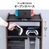 ゲーム機収納ラック ガラス扉 UVカット 可動棚×3枚 キャスター付き サイドワゴン 幅46.2×奥行き37×高さ90cm PS5/4 Switch 2 木目×ブラック