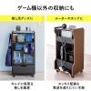 ゲーム機収納ラック ガラス扉 UVカット 可動棚×3枚 キャスター付き サイドワゴン 幅46.2×奥行き37×高さ90cm PS5/4 Switch 2 木目×ブラック