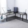 L字デスク L字型ローデスク パソコンデスク 木製 座デスク コーナーデスク 高さ可変5段階 幅120cm ブラック