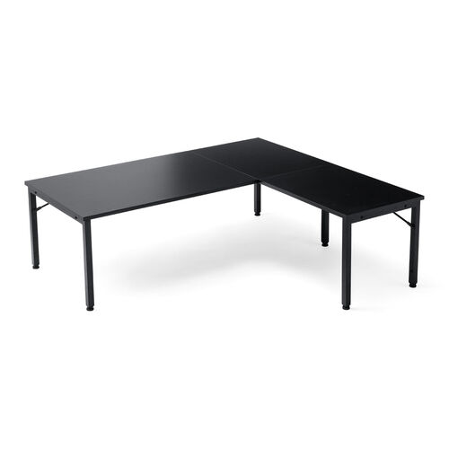 【分解済み、美品】L字型デスク 黒色 木製・金属製 L字デスク L字型ローデスク パソコンデスク 木製 座デスク