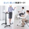 スタンディングデスク コンパクト ガス圧昇降 幅62cm 奥行43cm 高さ76～110cm キャスター付き 腰痛軽減 座りすぎ防止 ブラック