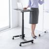 スタンディングデスク コンパクト ガス圧昇降 幅62cm 奥行43cm 高さ76～110cm キャスター付き 腰痛軽減 座りすぎ防止 ブラック
