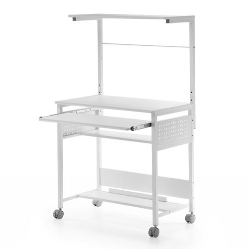 パソコンラック 幅75cm キーボードスライダー ホワイト 有孔ボード