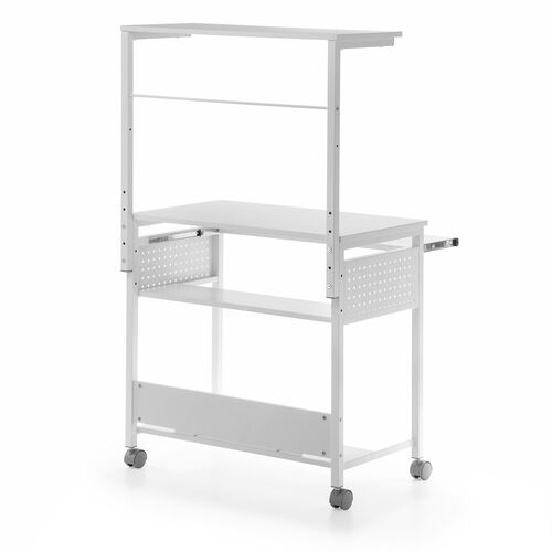 パソコンラック 幅75cm キーボードスライダー ホワイト 有孔ボード