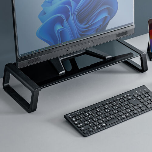 モニター台 机上台 幅54.7cm 強化ガラス 耐荷重10kg モニター下