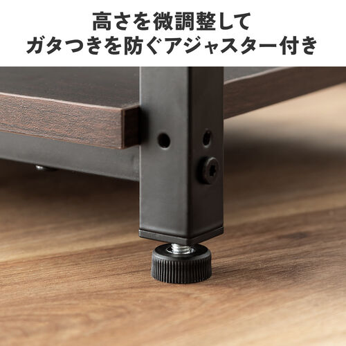 シンプルな黒のデスク オープンシェルフ付き シェルフデスク（サイドデスク付きデスク・棚付きデスク・ダブル