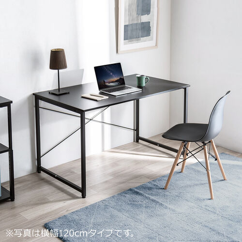 シンプルワークデスク 幅100cm 奥行70cm ブラック 100-DESKF057BK