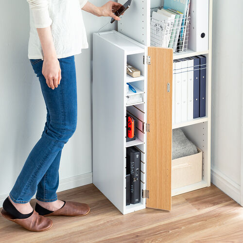 隙間収納ラック スリムワゴン 幅12cm 高さ80cm タップ収納 充電