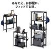 【アウトレット】シェルフ 収納棚 オープンラック シェルフラック 上下分割 シンプルデスク フック付き 幅60cm 奥行き30cm ブラック