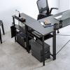 【アウトレット】シェルフ 収納棚 オープンラック シェルフラック 上下分割 シンプルデスク フック付き 幅60cm 奥行き30cm ブラック