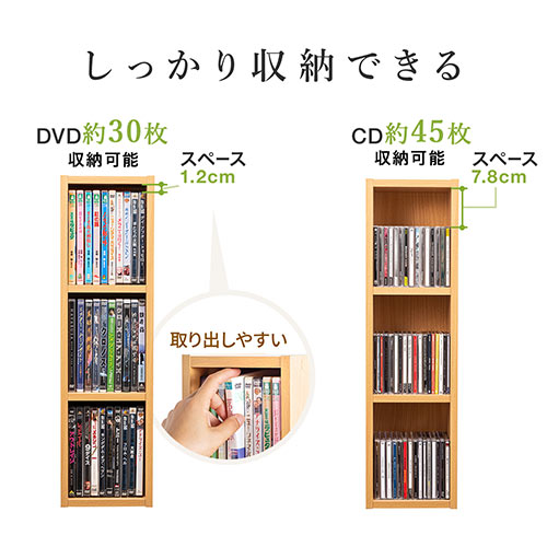 メディアラック(3段・木製・収納ラック・隙間収納・スリムラック