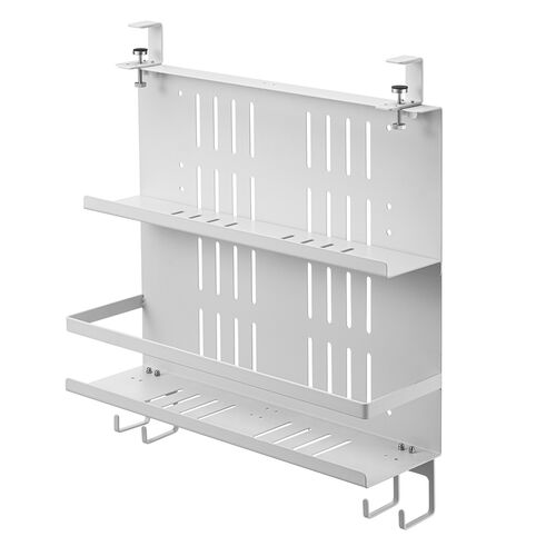 デスク下収納ラック 幅40cm Lサイズ クランプ マグネット 木ネジ 電源