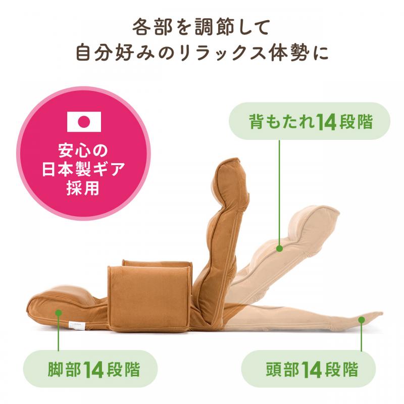 座椅子(ハイバック・ひじ掛け付き・14段階調節・低反発ウレタン