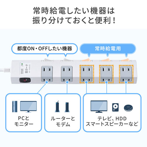 耐トラ付タップ3個口5m白｜YAZAWA CORPORATION