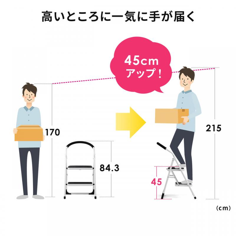 踏み台(折りたたみ・ステップスツール・クッション付・椅子・2段・滑り