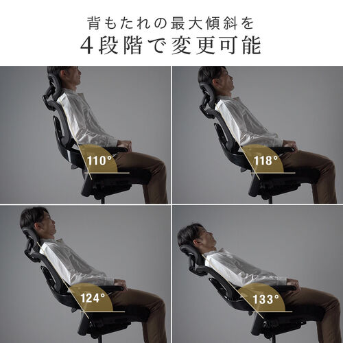 エルゴノミックメッシュチェア ブラック エルゴノミクスチェア メッシュチェア シンクロロッキング 4D