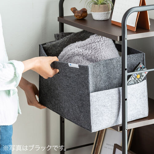 フェルトボックス 収納BOX 収納ケース フェルト 小物入れ ポケット付き